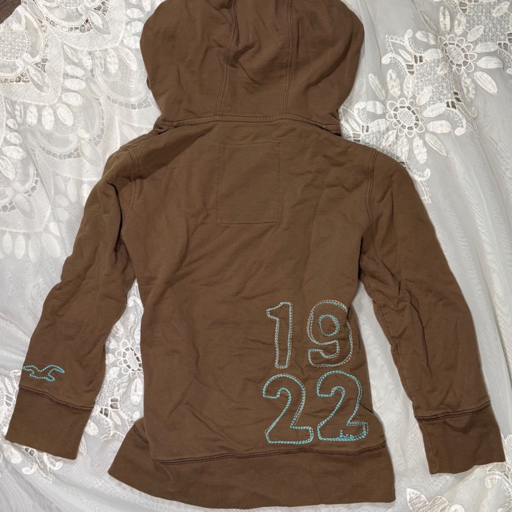 RARE Hollister Y2K Teal Brown So Cal Graphic Pullover Hoodie Sweatshirt Size L - Picture 2 of 5
